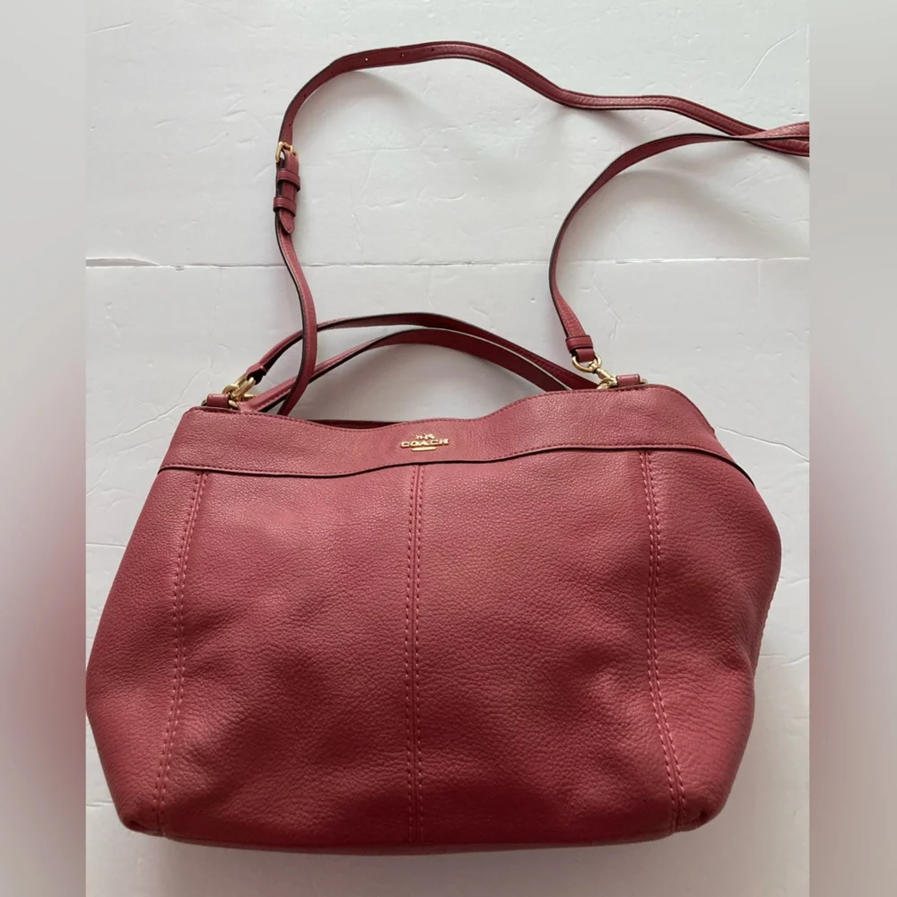 Coach Red Leather Shoulder/Crossbody Bag with Gold Accents magnetic snap closure